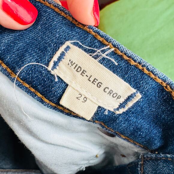 Madewell Wide Leg Crop Jeans Size 29 Medium Wash Denim Raw Hem High Rise - Picture 3 of 10